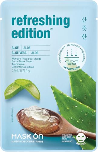 MASK ON Masque facial à l'aloe vera rafraîchissant - 1... en promo à 2,40€ (-50%) sur Amazon FR