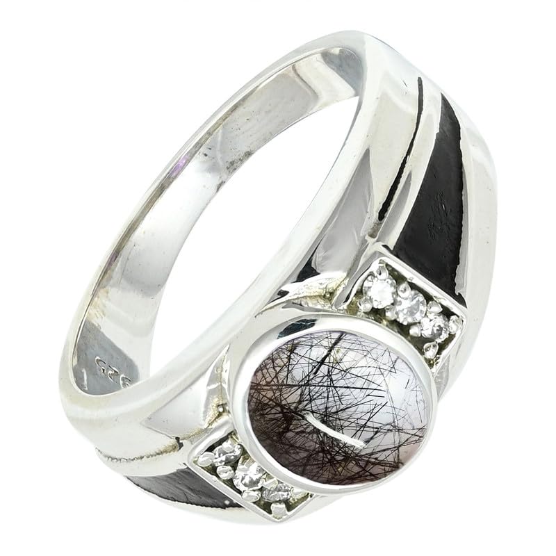 SILVERTROVE Schwarzer Rutilquarz Edelstein Ring... - Bijoux & Montres en promo à 31.63€