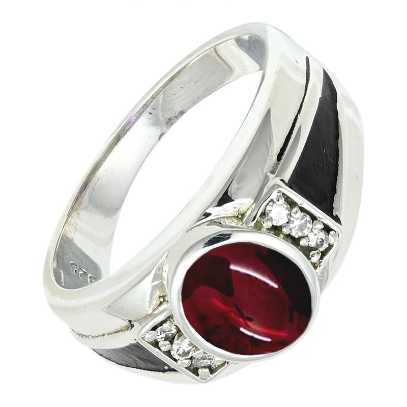 SILVERTROVE Granat-Cabochon Edelstein Ring silberplattiert... - Bijoux & Montres en promo à 32.63€