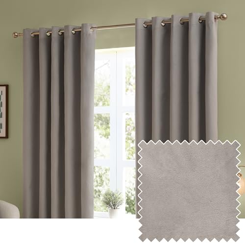 furn. The Ultimate Velvet Eyelet Curtain Pair – Soft... - Maison & Cuisine Amazon Royaume-Uni à 42.29€