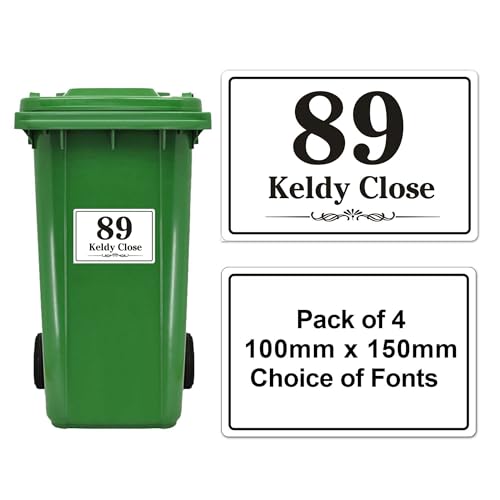 4 x Wheelie Bin Stickers Bin Numbers for Wheelie Bins... - Maison & Cuisine Amazon Royaume-Uni à 1.65€