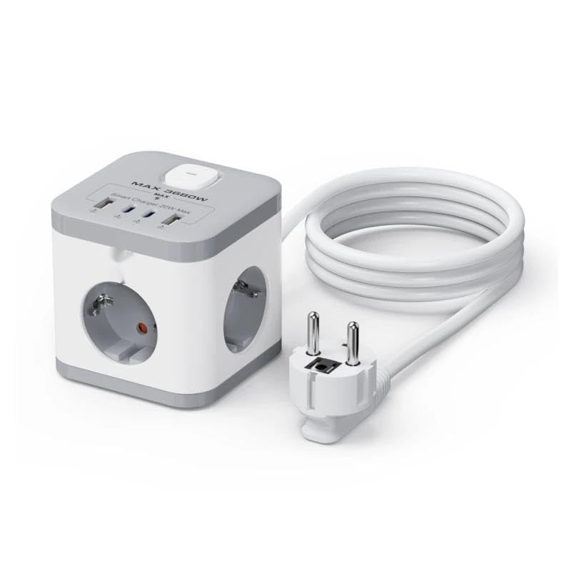 SHUCKO-Steckdosenleiste mit 3 Steckdosen, 2 USB-A- und 2... - High-Tech & Électronique Amazon Allemagne à 23.11€