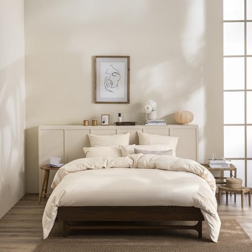Plain Dyed Washed Cotton Percale Duvet Cover, Delicate, 200... - Home & Kitchen Amazon UK à 29.63€
