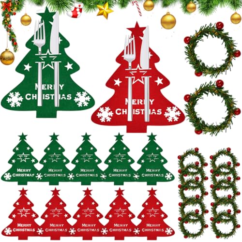 Zuxbolf 12 PCS Porte-couverts de Noël en Feutre, 12PCS... - Maison & Cuisine en promo à 2.99€