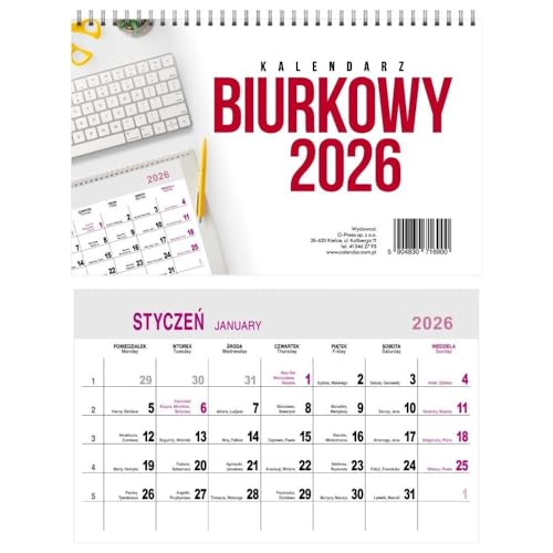 Kalendarz Biurkowy 2026 poprzeczny miesięczny - Bon plan à 1.20€