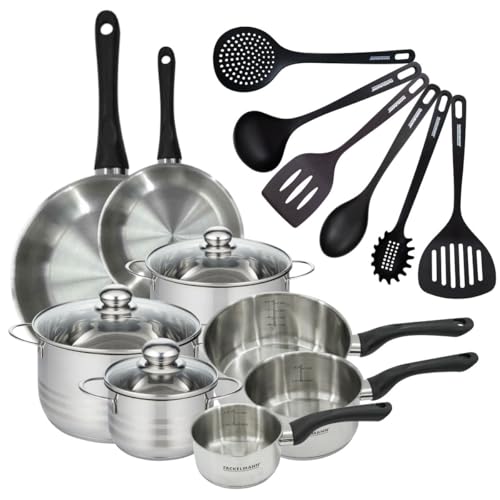 Fackelmann 9358050 2 poêles 20 28 cm 3 casseroles 12 16 20... - Maison & Cuisine en promo à 122.45€