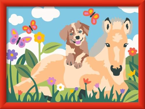 CreArt Peinture par numéros pour Enfants - Poulain et Chiot - Loisirs Créatifs Amazon France à 15.91€