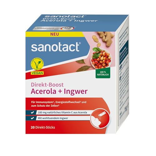 sanotact® Direkt-Boost Acerola + Ingwer | 20 Sticks | 180... - Santé & Bien-être en promo à 4.95€