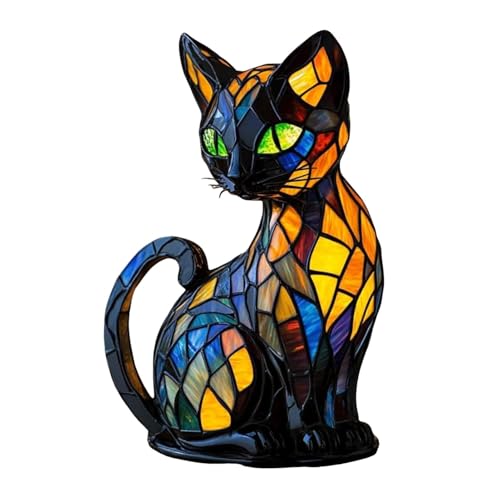 Cat Lamp LED Table Lamps Retro Cats Stained Tabletop Night... - Maison & Cuisine Amazon Royaume-Uni à 12.99€