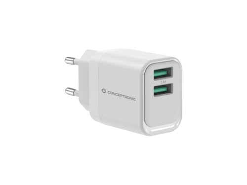 CONCEPTRONIC Chargeur USB, 2 Ports USB-A, 12 W, 5 V/2,4 A... - High-Tech & Électronique Amazon France à 10.38€