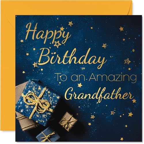 Gold Grandfather Birthday Card - Golden Gifts - Happy... - Auto & Moto Amazon Royaume-Uni à 2.18€