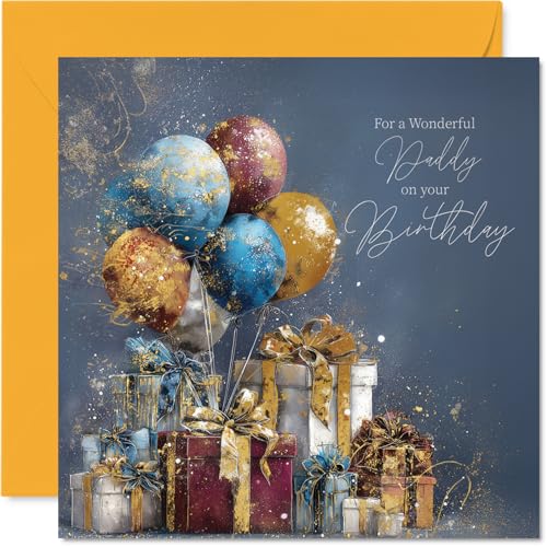 Gold Daddy Birthday Card - Gold Balloons & Presents - Happy... - Sports & Fitness Amazon UK à 2.20€