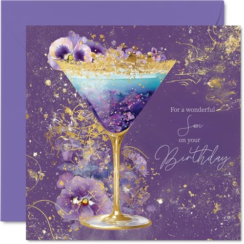 Gold Son Birthday Card - Golden Cocktail - Happy Birthday... - Auto & Motorcycle Amazon UK à 2.08€
