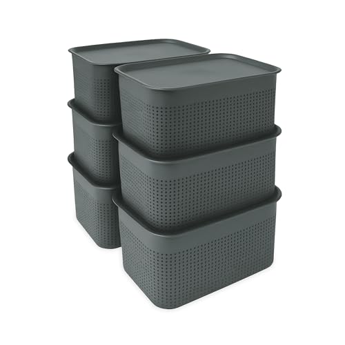 Relaxdays Aufbewahrungsbox 6er Set, mit Deckel... - Maison & Cuisine en promo à 19.99€