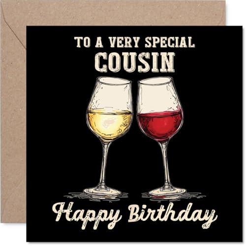 Cousin Birthday Card - Bday Wine - Happy Birthday Card for... - Auto & Moto Amazon Royaume-Uni à 2.31€