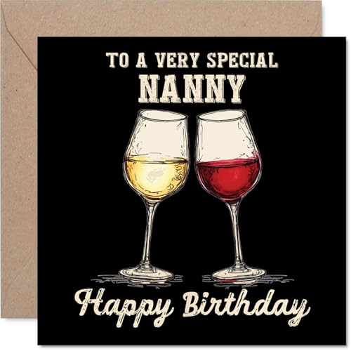 Nanny Birthday Card - Bday Wine - Happy Birthday Card for... - Auto & Motorcycle Amazon UK à 2.36€