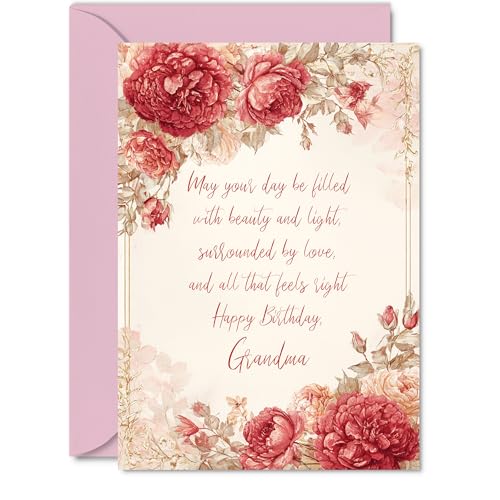 Grandma Birthday Card - Vintage Peonies - Happy Birthday... - Deal Amazon à 1.91€