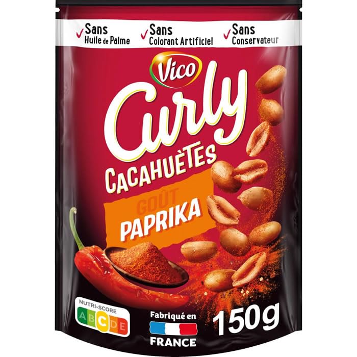 CURLY Cacahuètes goût paprika 150 g en promo à 2,53€ (-87%) sur Amazon FR