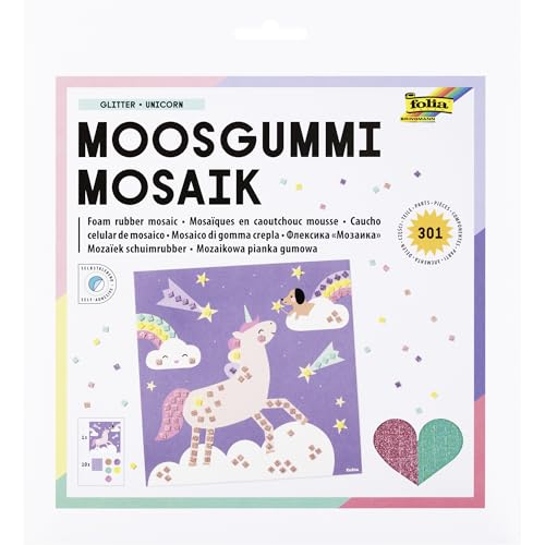 folia 23814 - Moosgummi Mosaik GLITTER UNICORN... - Maison & Cuisine Amazon Allemagne à 2.99€