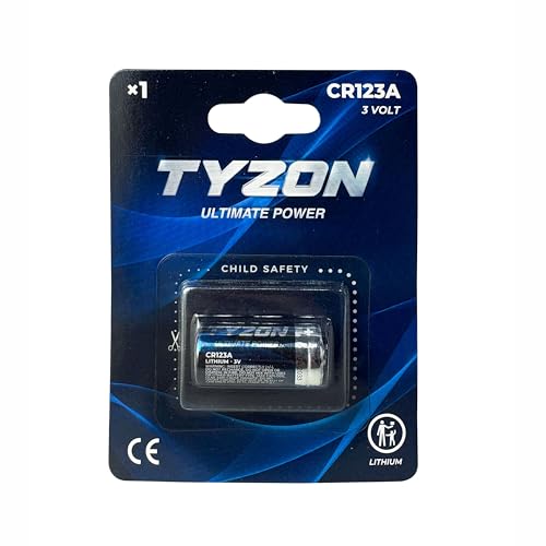 TYZON® Pile Lithium CR123A 3 V – 1 Unité – Haute Capacité –... en promo à 4,09€ (-43%) sur Amazon FR