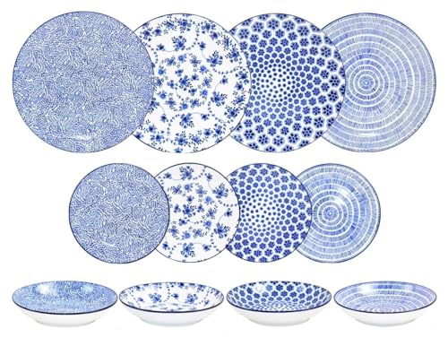 Set 12 piezas armonía azul, incluye platos, vasos y... - Amazon Espagne à 21.78€