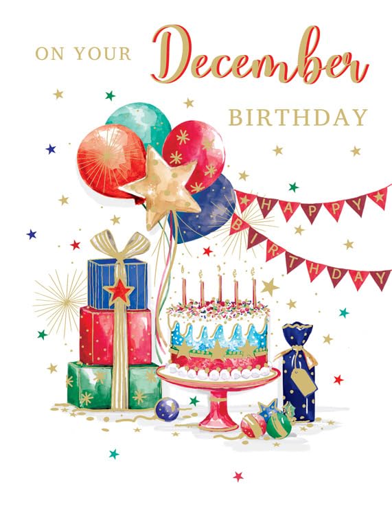 Christmas Card, On your December Birthday- 8 x 6 inches... - Auto & Moto en promo à 1.75€