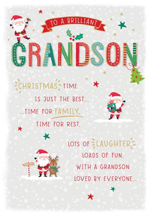 Christmas Card, To a Brilliant Grandson - 9 x 6 inches... - Auto & Motorcycle Amazon UK à 2.28€