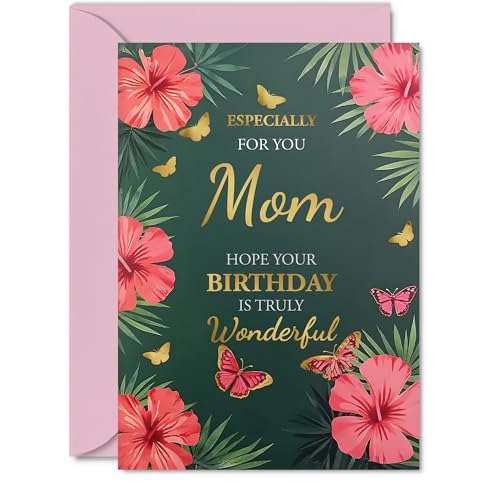 Gold Mom Birthday Card - Butterflies & Flowers - Happy... - Jardin & Extérieur en promo à 1.99€