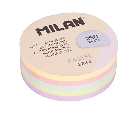 Milan Pad 250 Removable Sticky Notes, Round, Pastel Colours... - Fournitures Bureau Amazon Royaume-Uni à 1.67€