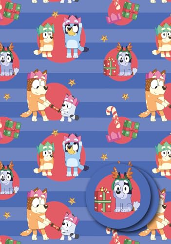 Bluey Christmas Wrapping Paper – 2 Sheets with 2 Matching... - Jouets & Jeux Amazon Royaume-Uni à 2.59€