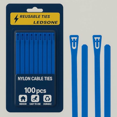 100 Pack Reusable Cable Ties Black | White Heavy Duty... - Maison & Cuisine en promo à 1.69€
