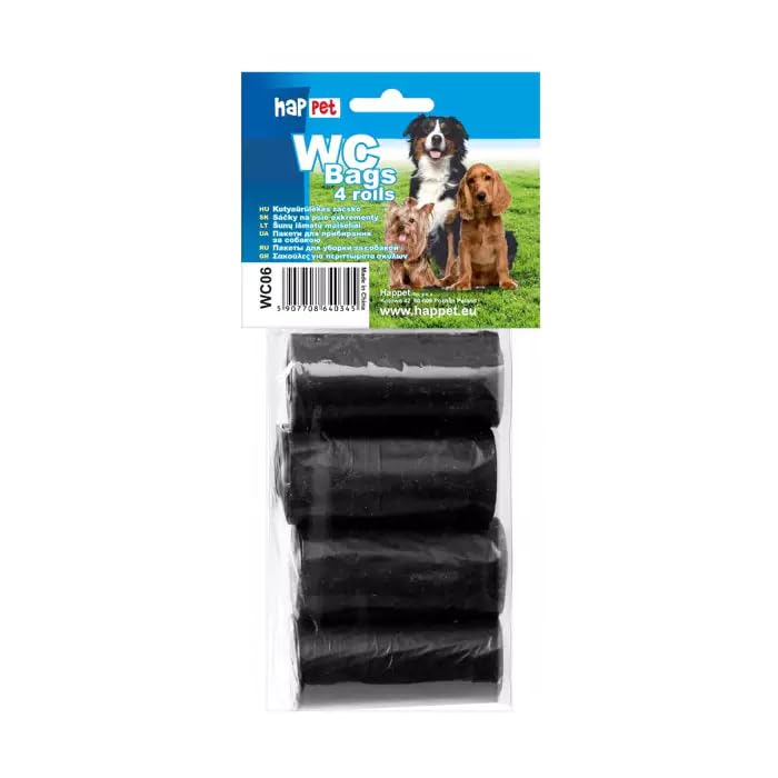 HAPPET Hundekotbeutel Schwarz – 80 Beutel (4 Rollen à 20... - Animalerie Amazon Allemagne à 1.42€