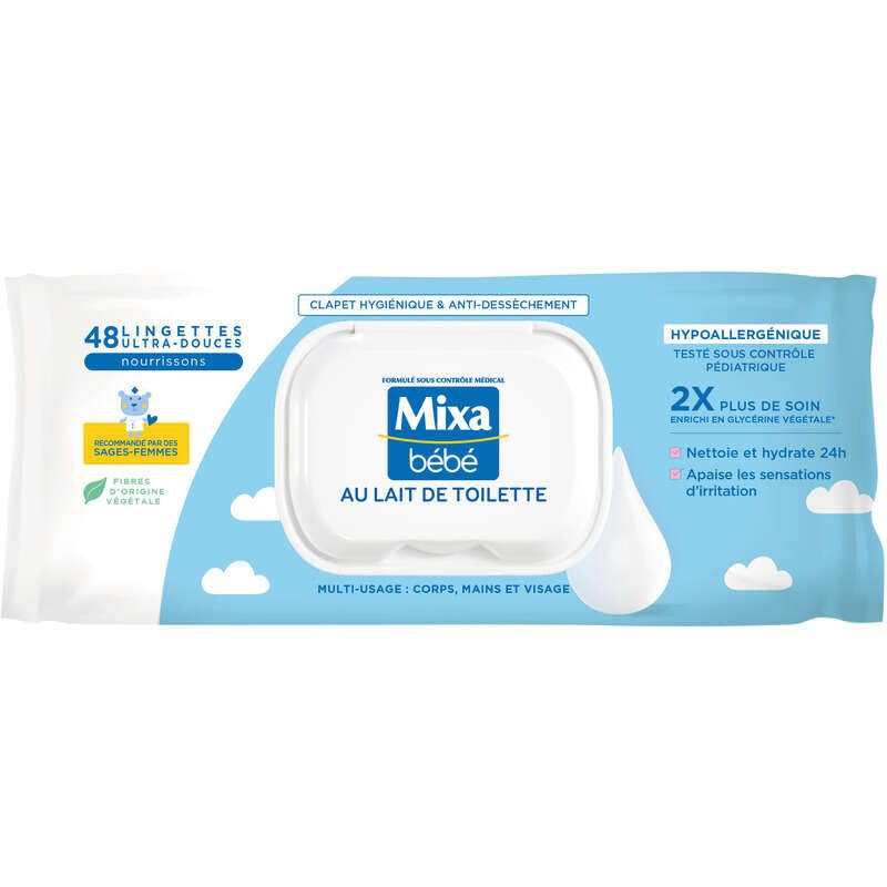 Mixa Lingettes bébés au Lait x48 en promo à 2,75€ (-87%) sur Amazon FR