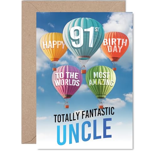 Uncle 91st Birthday Card - Most Amazing Hot Air Balloon... - Livres & eBooks Amazon Royaume-Uni à 2.66€