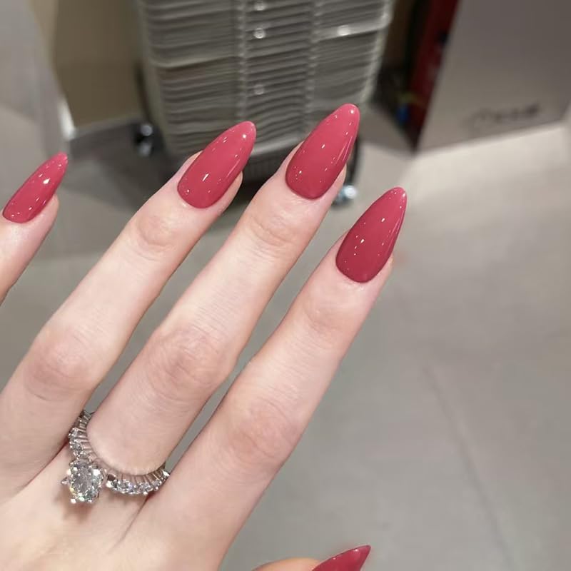 MouyouGlow Press on Nails Kurz,Almond Rosa Rot Einfarbige... - Beauté & Parfums Amazon Allemagne à 1.99€