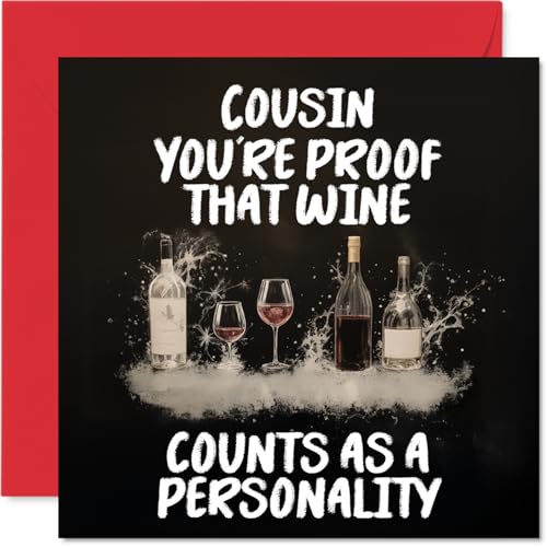 Cousin Birthday Card - Personality of Wine - Happy Birthday... - Home & Kitchen Amazon UK à 1.99€