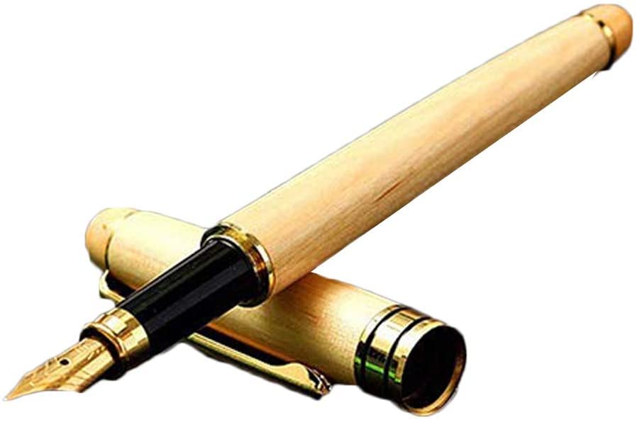 Pluma estilográfica de metal dorado con mango de madera... - Fournitures Bureau en promo à 2.36€
