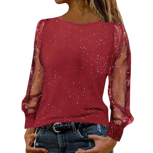 Top Fiesta Mujer Camiseta Lentejuelas Mujer Brillante Blusa... - Mode & Vêtements Amazon Espagne à 9.49€