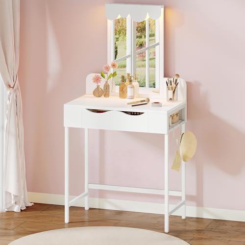 Coiffeuse avec éclairage, tiroirs en Tissu, tiroirs Miroir... - Maison & Cuisine en promo à 42.54€