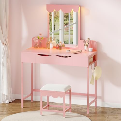 Coiffeuse avec éclairage, tiroirs en Tissu, tiroirs Miroir... - Home & Kitchen Amazon France à 43.99€