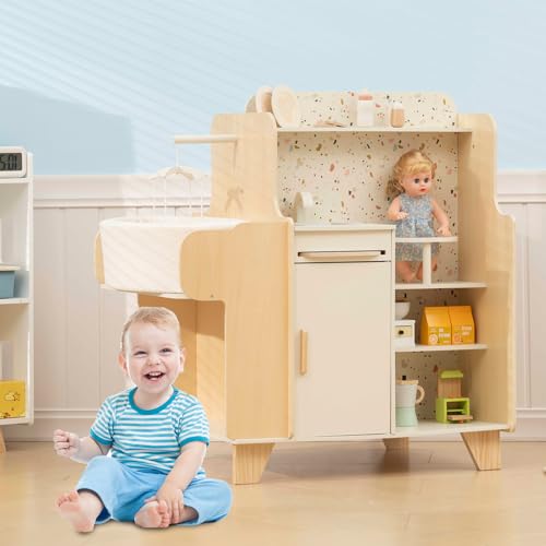 Ensemble de jouets en bois pour bébé avec berceau, lavabo... - Jouets & Jeux Amazon France à 131.42€