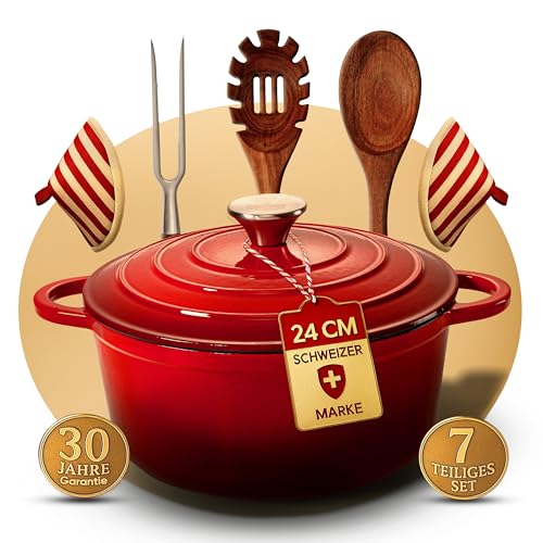 GUSSKÖNIGIN Cacerola de hierro fundido de 26 cm, horno... - Amazon Espagne à 175.86€