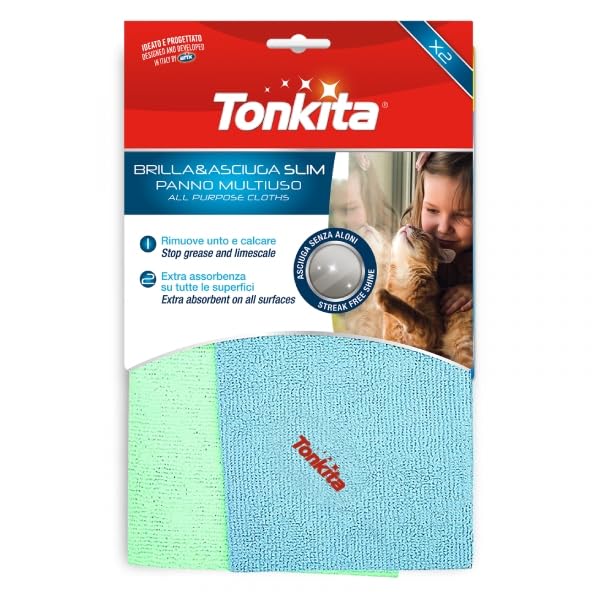 Tonkita | 2 Panni Brilla&Asciuga slim, 29x29 cm, Panno... - Maison & Cuisine Amazon Italie à 2.99€