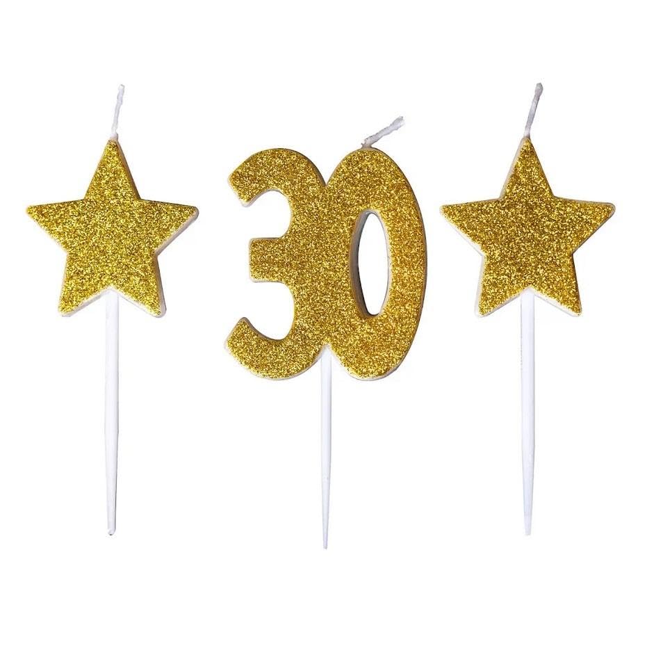 Świeczki urodzinowe złoty brokat, cyfra "30" - Bébé & Puériculture Amazon Allemagne à 1.96€