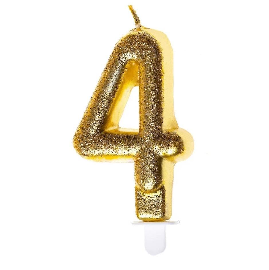 Świeczka brokatowa cyfra "4" - Loisirs Créatifs Amazon Allemagne à 1.15€