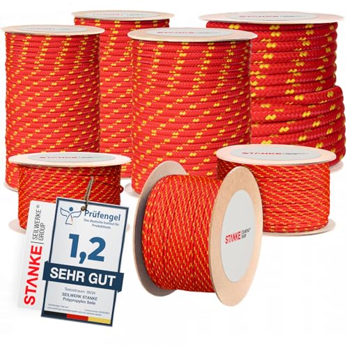 Seilwerk STANKE Polypropylenseil 3mm 50m Rot mit gelben... - Sports & Fitness en promo à 7.09€