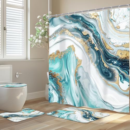 Newsely Duschvorhang-Set mit rutschfesten Teppichen... - Maison & Cuisine en promo à 17.68€