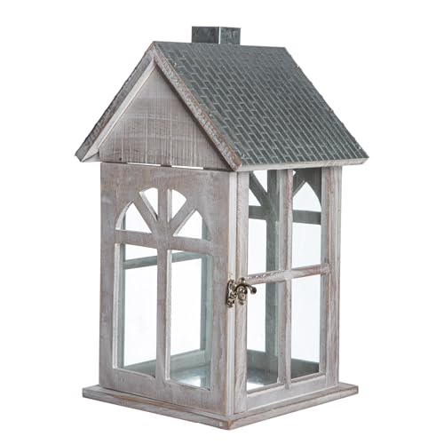 GILDE Laterne Branco aus Glas - Holz und Metall - Hausform... - Maison & Cuisine Amazon Allemagne à 15.57€