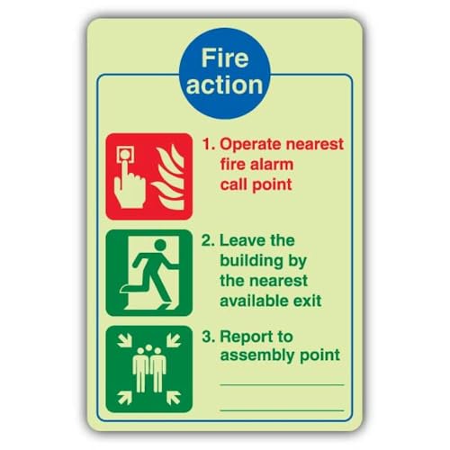 V Safety Photoluminescent 3 Point Fire Action Notice... - Home & Kitchen Amazon UK à 3.02€