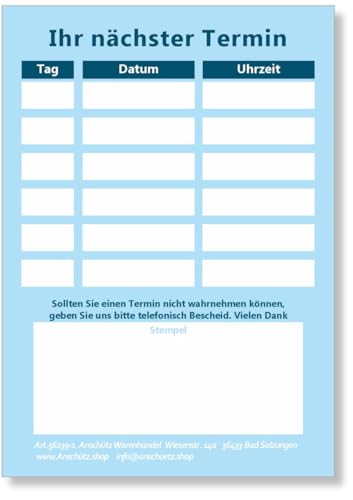 100 Terminzettel A7 „Ihr nächster Termin“ für Praxis Ärzte... - Maison & Cuisine en promo à 1.55€